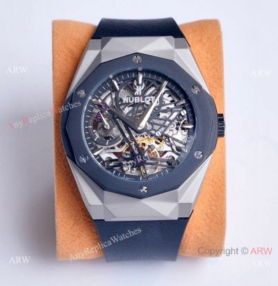 Copy Hublot Classic Fusion Skeleton SS Black Bezel Watches